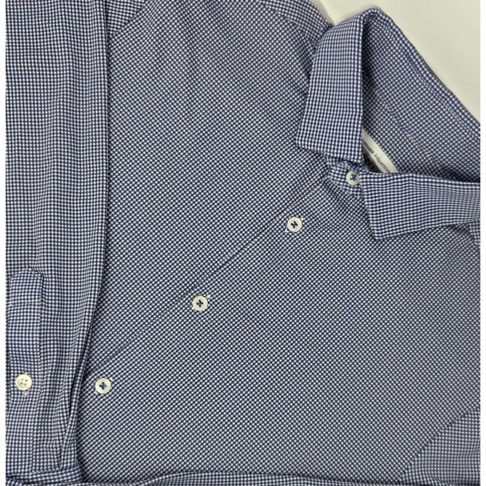 Mizzen+Main Spinnaker Collection Blue‎ Gingham L/S Shirt XL Trim Fit Performance